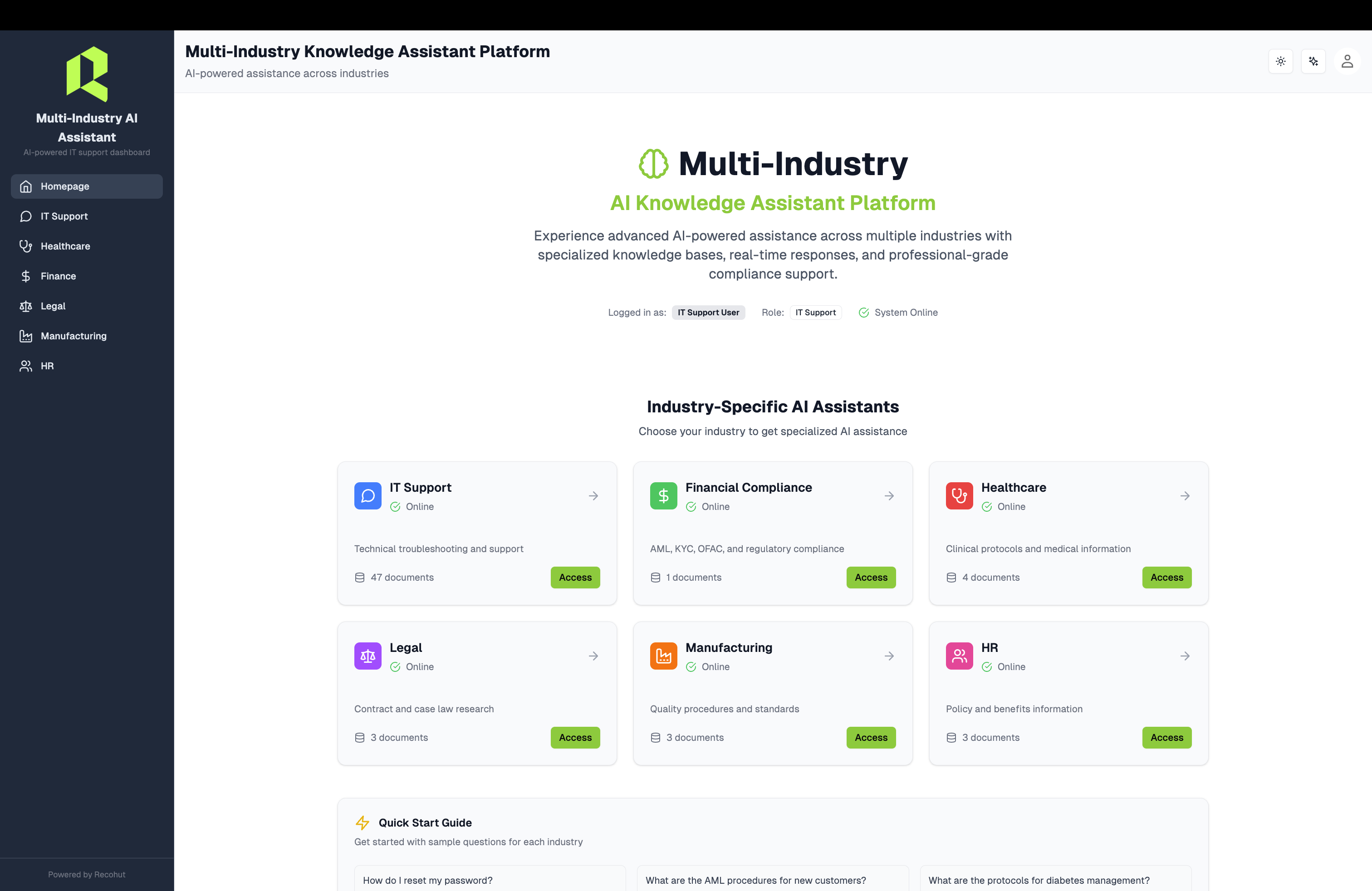 Multi-Industry AI Homepage